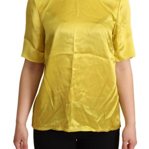 Dolce & Gabbana Elegant Silk Short Sleeve Blouse Top - Yellow