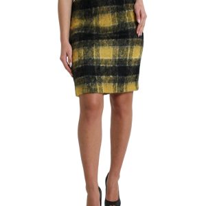 Dolce & Gabbana High Waist Check Print Silk-Lined Mini Skirt