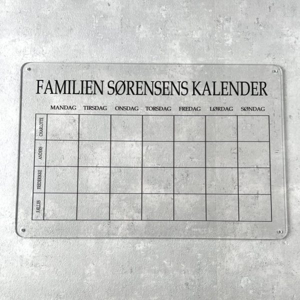 Familie ugekalender - 4 rækker