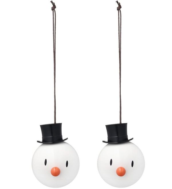 Hoptimist Julekugler - Snowman - 2 stk - Ø:5 cm - Hvid