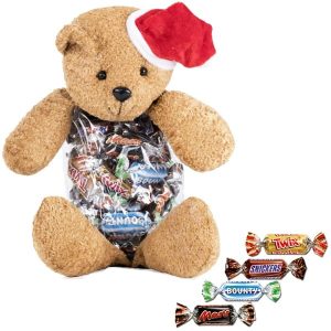 Stor bamse med nissehue - Mars miniature mix - 400 gr.