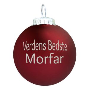 Verdens Bedste Morfar julekugle - mørk rød