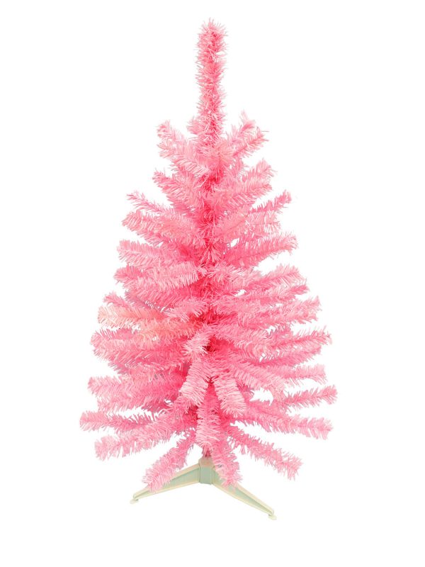 Kunstig juletræ m. afstivet top, pink - H90 x D50,8 cm.