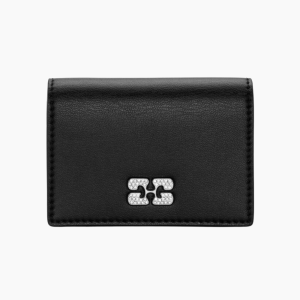 Ganni Bou Flap Card Holder Strass A6395 - Black - GANNI - Sort One Size