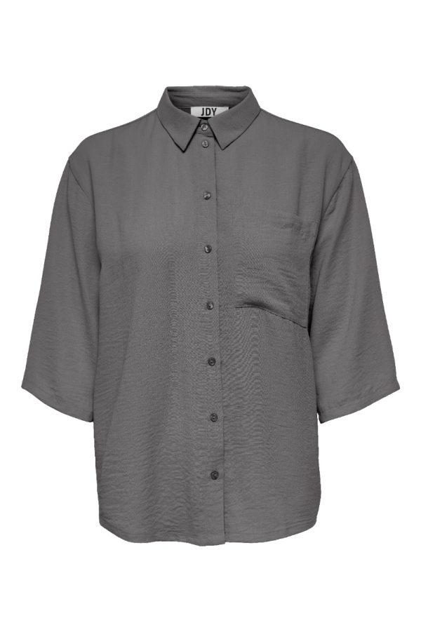 JDY - Skjorte - Divya Life 3/4 Loose Shirt - Steel Gray