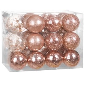 Juletræskugler rosa guld 24 stk. 8 cm