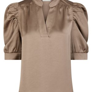 Neo Noir - Bluse - Roella Heavy Sateen Blouse - Dark Taupe