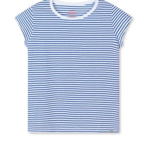 Organic Jersey Stripe Teasy t-shirt - Dazzling Blue/Brilliant White