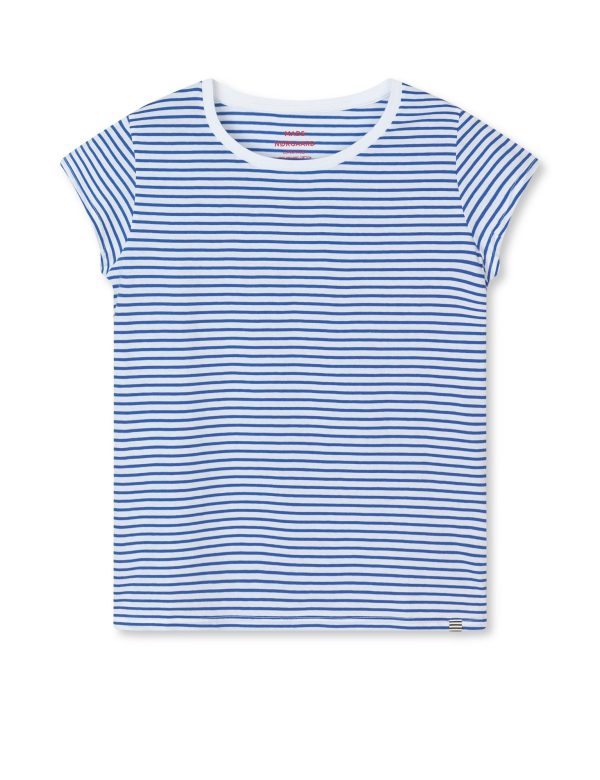 Organic Jersey Stripe Teasy t-shirt - Dazzling Blue/Brilliant White