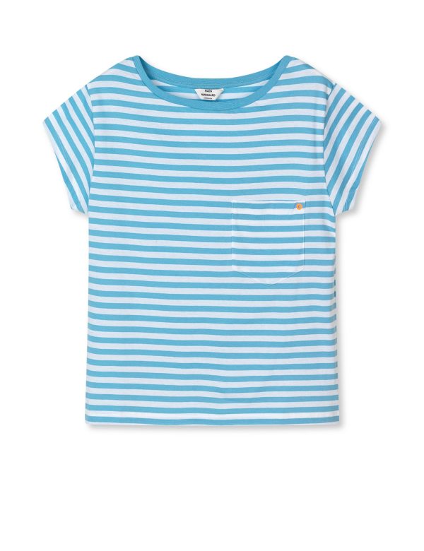 Organic Jersey Stripe Torva t-shirt - Alaskan Blue/Brilliant White