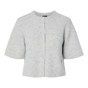 Pieces - Cardigan - Silly SS O-Neck Knit Cardigan - Light Grey Melange