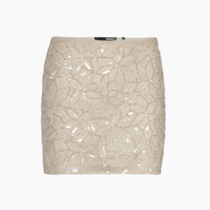 Sequin Mini Skirt - Silver Birch - ROTATE - Beige L