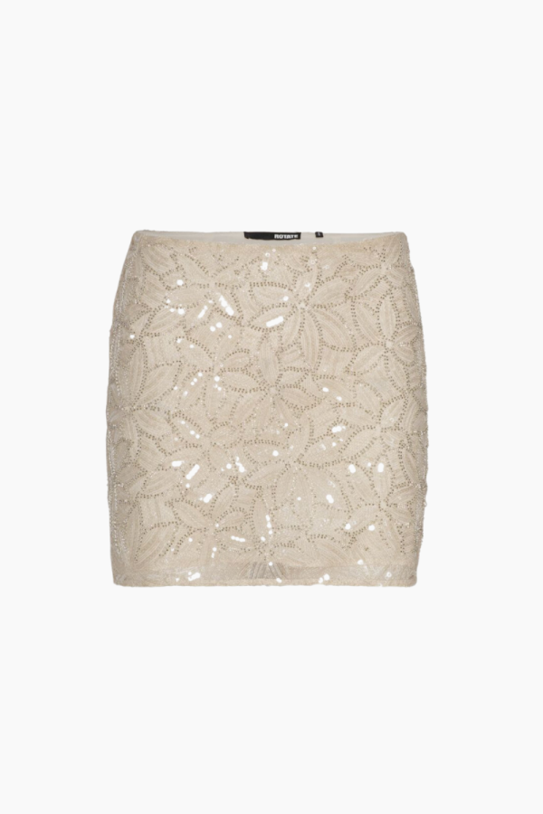 Sequin Mini Skirt - Silver Birch - ROTATE - Beige L