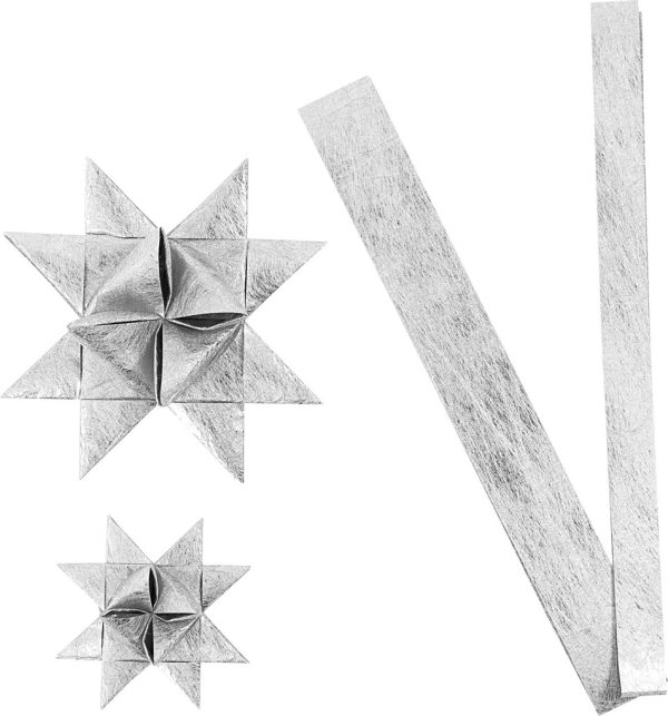 Stjernestrimler - L 44+78 Cm - ø 6,5+11,5 Cm - B 15+25 Mm - Sølv - 32 Strimler