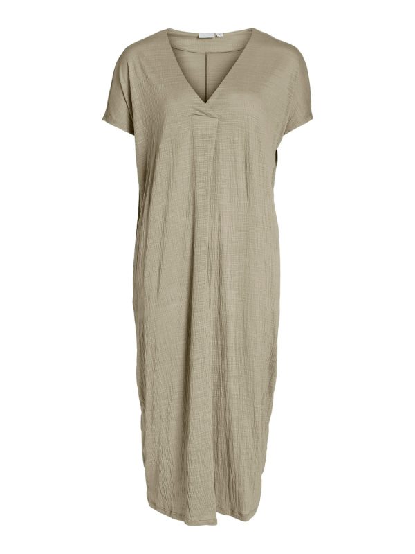 Vibrielle V-neck midi kjole - Feather Gray