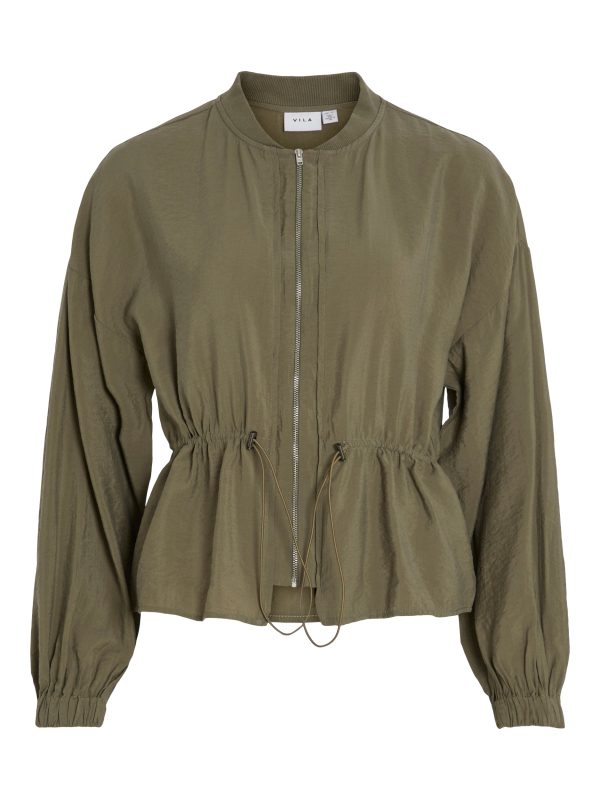 Visuva L/S Zip Short cardigan - Dusty Olive