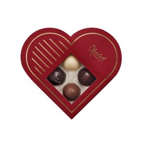 Julehjerte gaveæske med 4 chokolader, rød - Xocolatl [DATO]