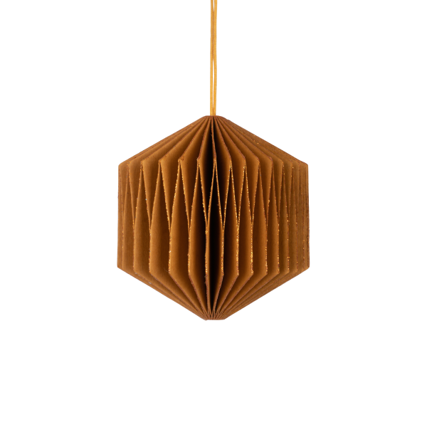 Kube i Genbrugspapir - Gold 7.5 cm.