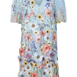 Y.A.S - Kjole - Yas Flowering Ss Dress New - Show Halogen Blue (Levering start april)