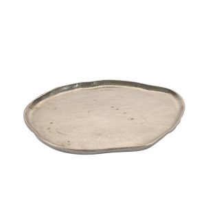 Bakke med skæve kanter, sølvfarvet - 29x26cm