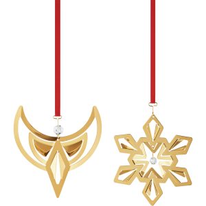 Christmas Collection 2024 Engel & Snefnug julepynt, 18K guldbelægning
