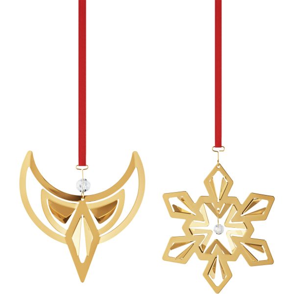 Christmas Collection 2024 Engel & Snefnug julepynt, 18K guldbelægning