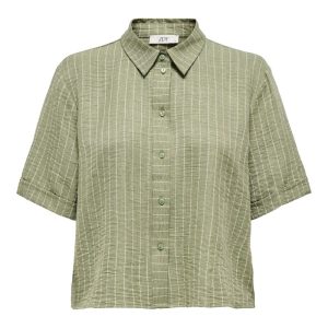 JDY - Skjorte - Power S/S Short Shirt - Deep Lichen Green Cloud Dancer