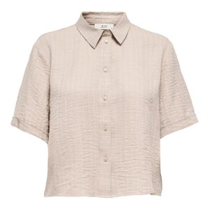 JDY - Skjorte - Power S/S Short Shirt- Oxford Tan CLoud Dancer