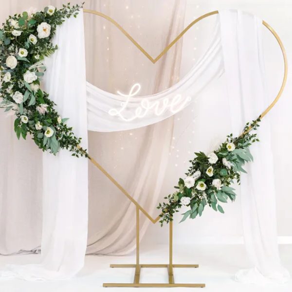 Leje hjerteformet backdrop guld stativ 2 meter