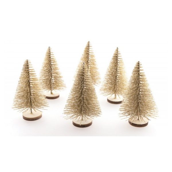 Mini Glimmer Juletræer Champagneguld