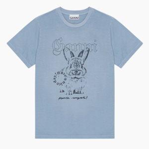 Re-cut Basic Cotton Jersey Relaxed T-shirt T4155 - Soft Chambray - GANNI - Blå M