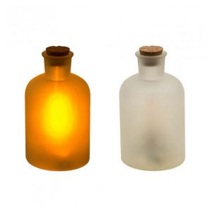 Frosted LED Glasflaske Med Flammeeffekt