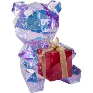Konstmide bamse med diamant effekt og lys