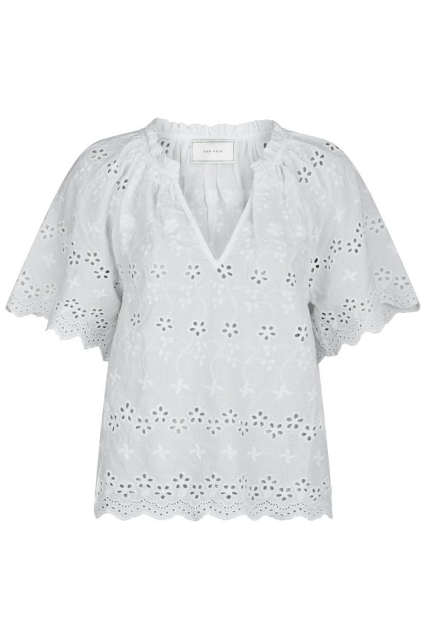Neo Noir - Bluse - Odet Embroidery Blouse - White