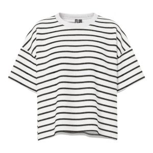 Pieces - T-shirt - Chilli Summer 2/4 Sweat Stripe - Cloud Dancer/Black
