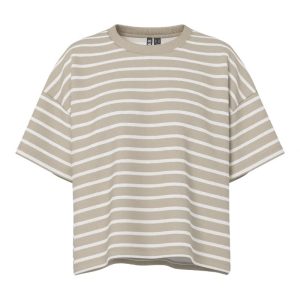 Pieces - T-shirt - Chilli Summer 2/4 Sweat Stripe - Crockery/Cloud Dancer