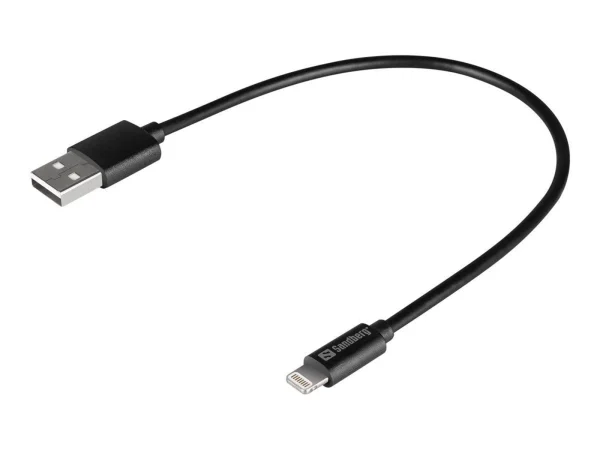 Sandberg USB>Lightning MFI 0.2m, Sort
