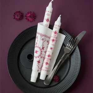 4 stk Musselmalet lys - ruby red - Kunstindustrien