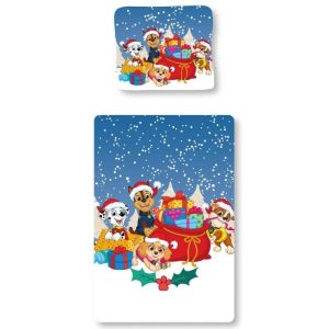 Paw Patrol Julesengetøj i 100% blødt bomuld - 140x200 cm - De glade hundevenner med julegaver - Sengesæt